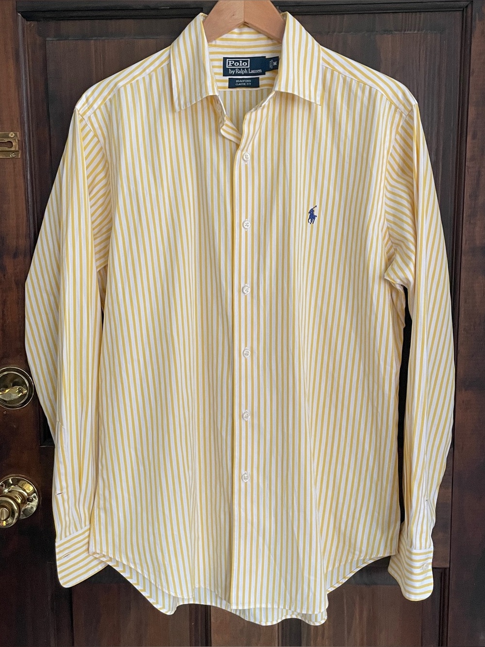 Polo by Ralph Lauren Yellow and White Striped Buttoned down Shirt